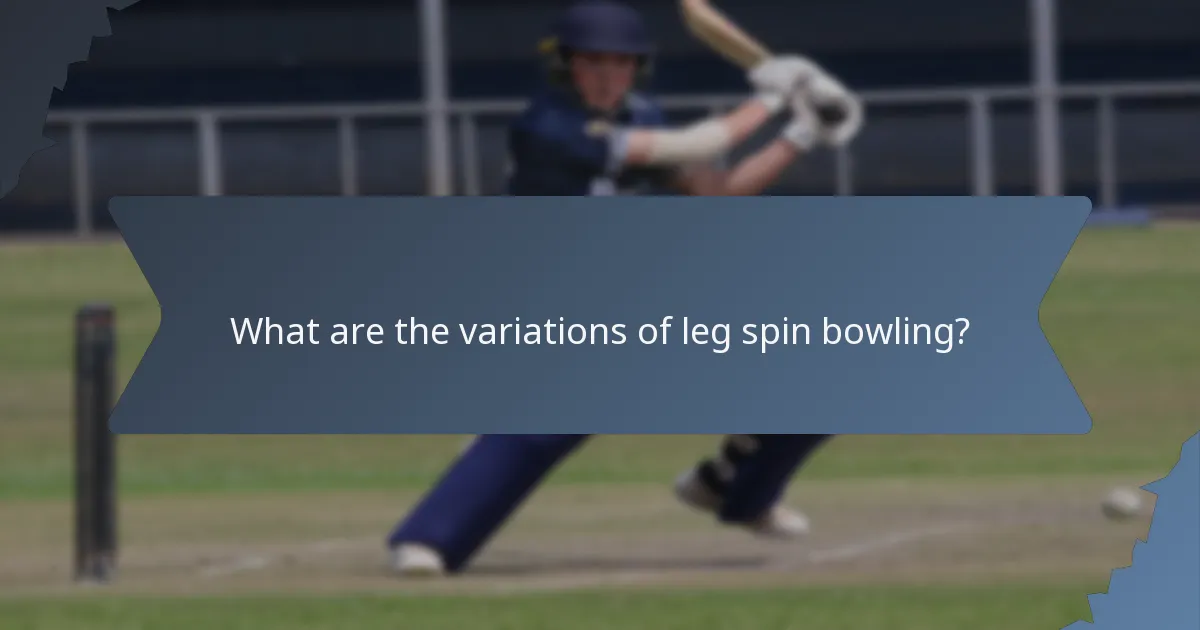 What are the variations of leg spin bowling?